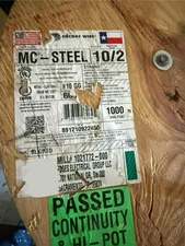 Encore Wire MC-Steel Cable 10/2 Strand Copper - Black, Blue Conductors (1000')