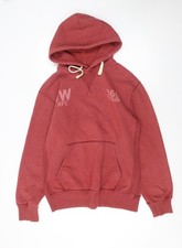 Jack Wills Men's Red Pullover Hoodie M Rugby Graphic Fleece Sweatshirt
