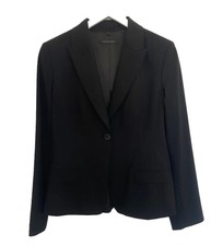 Elie Tahari Black Wool Two Piece Suit Single Breasted Blazer Uk16 Trousers Uk12