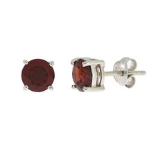 6 mm Round 2 Carat Total Garnet Sterling Silver Stud Earrings