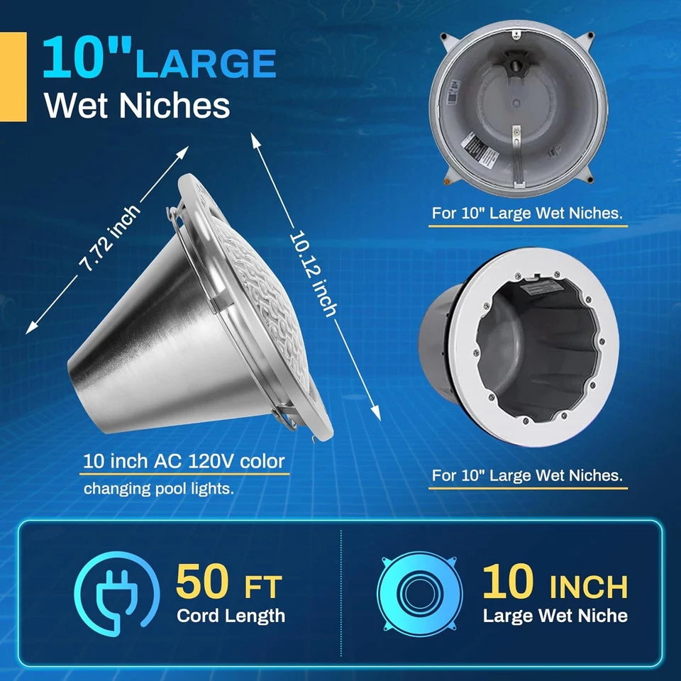 Pomeade SH101300 120V 35W Color-Changing LED Pool Light, 50FT Cord, w/ Remote - Image 2 of 4