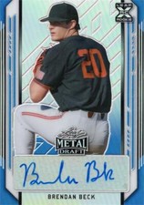Brendan Beck signed Baseball Card 2021 Leaf Draft Metal Rookie #BABB2 LE 34/35