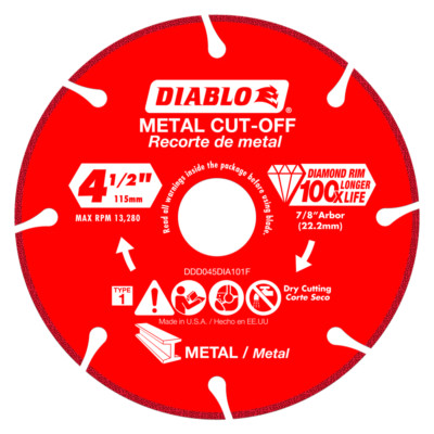 Diablo Tools DDD045DIA101F 4-1/2 in. Diamond Metal Cut-Off Blade