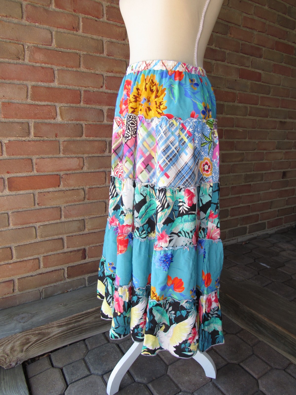 John Mark Skirt Patchwork Pleated Maxi Floral Vib… - image 5