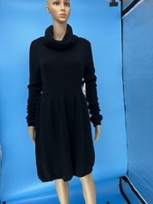 $290 NWT VINCE Women’s Black Wool Blend Cowl Neck Knit Dress Size: L