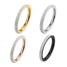1,2mm Clicker Segment Ring Opal Stein Rand Oh...