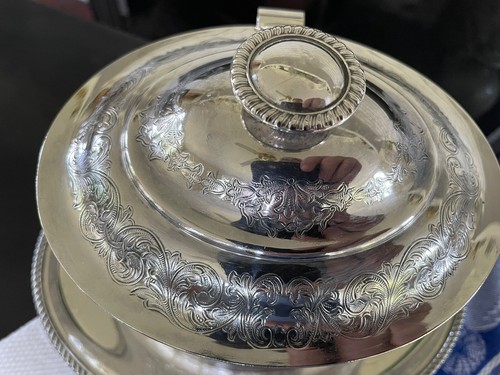 BARKER ELLIS FOOTED CHASED ENGLISH SILVER ON COPPER LARGE TEA CADDY BISCUIT JAR - Picture 3 of 6