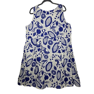 Gudrun Sjoden Shell Button Dress Fruit Print Organic Cotton New $68 Lagenlook XL