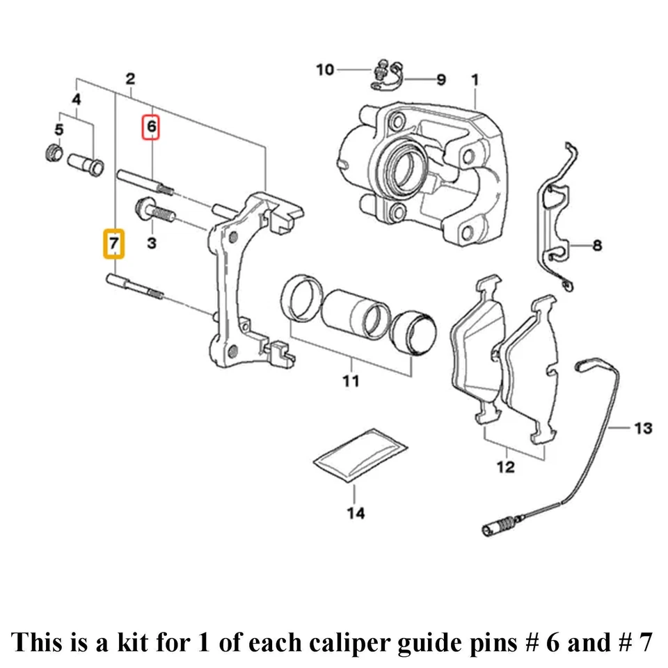 1 Juego de Pasadores Guía Pinza Freno Delantera Superior e Inferior 2002-16 BMW 1 3 5 6 7 M X Z Foto 3 de 4