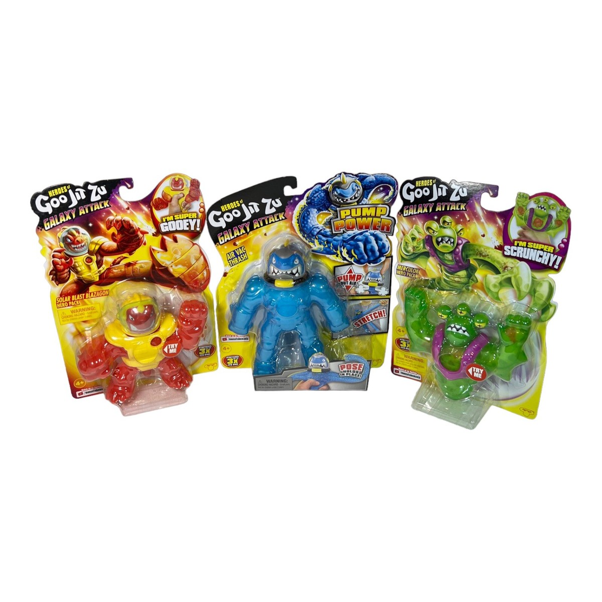 Lot of 3 Heroes of Goo Jit Zu Galaxy Blast Thrash Pump, Solar