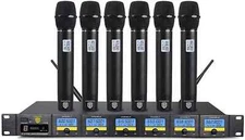 PRORECK MX66 6-Channels UHF Cordless Microphone System with 6 Hand-held Set
