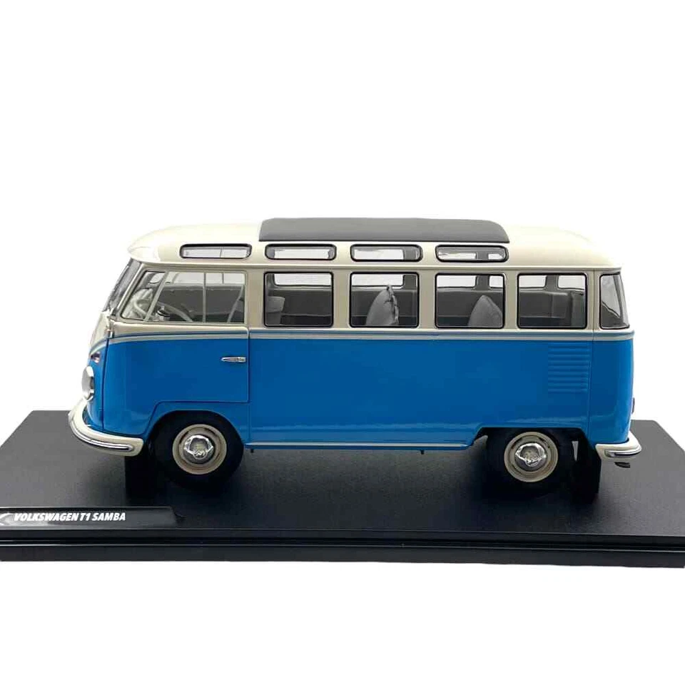 Modellino Auto Solido 1/18 Volkswagen T1 Samba 1962 Blue/White - Immagine 3 di 4