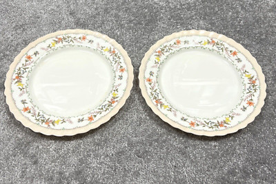 Arcopal France Dinner Plates 10.8''D Round Ceramic Floral Design White, Set of 2