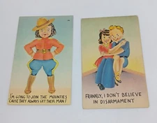 1940's Linen Postcards Military & Relationship Humor - Posted & Unposted 