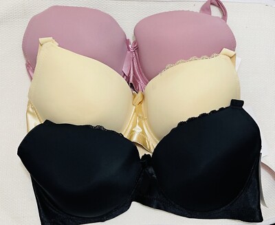 2 Bella Bra 1-rose Bra 40D Beige Padded Underwire Adjustable Clasp Back New