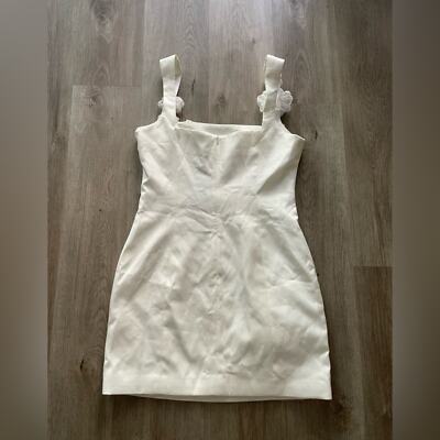 trompe dress in ivory elliatt white 3d floral embellished mini bridal wedding Large NEW Pink