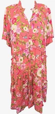 Matilda Jane womens Midi Swing Short Sleeves Dress Small Floral Pink Ruffles L