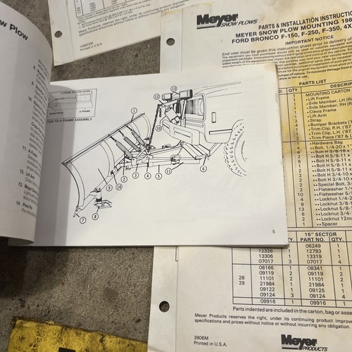 Meyer Snow Plow Operation And Maintenance E-47 E-46 Papers F150 Bronco 84 To 89 - Picture 6 of 18