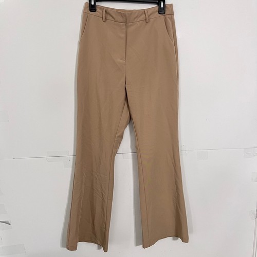 Princess Polly Womens Flared Stretch Pants Size 6 Beige Hook Loop City Trousers