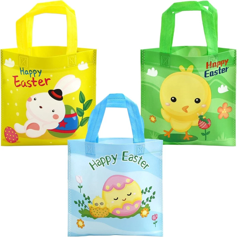 24 bolsas de regalo de Pascua con asas bolsas para regalos de fiesta bolsas de golosinas para niños  Foto 3 de 4
