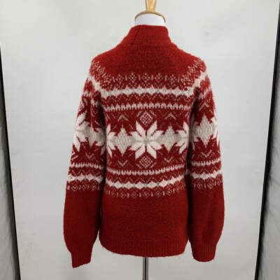 Abercrombie & Fitch Sweater Womens S Small Cardinal Fair Isle Mock