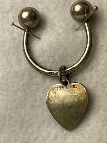 VINTAGE TIFFANY & CO STERLING SILVER HEART CHARM HORSESHOE KEY RING HOLDER