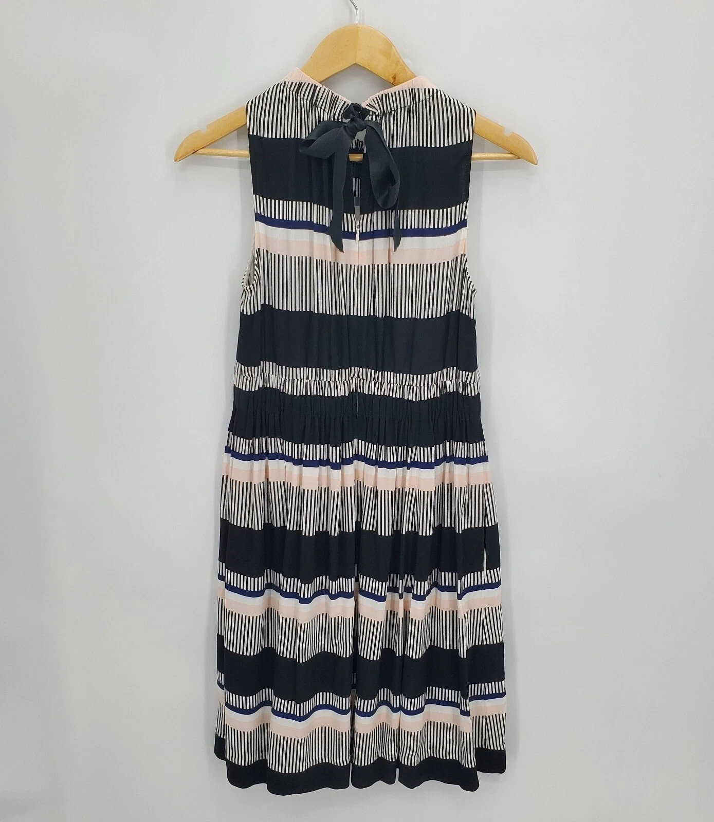 Abito donna Kate Spade a righe baia cravatta schiena collo alto senza maniche taglia 6