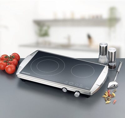 Rommelsbacher CT 3400/E Ceran Doppelkochtafel Doppelkochplatte Edelstahl 3400 W
