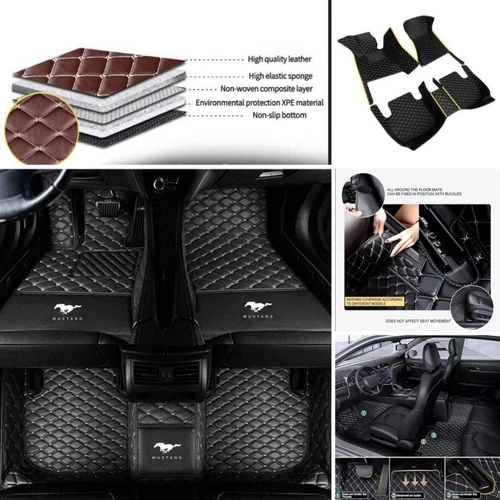 For Ford Mustang Coupe/Convertible Car Floor Mats & Trunk Mat Waterproof Carpets - Picture 16 of 52
