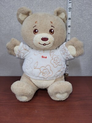 TRUDI Plush TEDDY Bear STUFFED Toy TAN Flower SHIRT Cream BROWN Eyes! SOFT