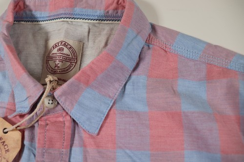 FAT FACE WARREN CHECK COTTON SHORT SLEEVE SHIRT - PINK 974537 MEN 2XL 4XL - Picture 8 of 19