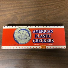 Vintage Elgo Plastics American Plastic Checkers - 24 Total with Box 