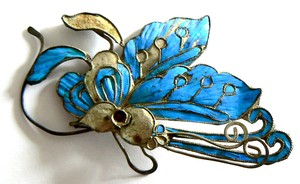 Qing Dynasty Kingfisher feather Pendant Antique VINTAGE Chinese 19th Tian-tsui點翠