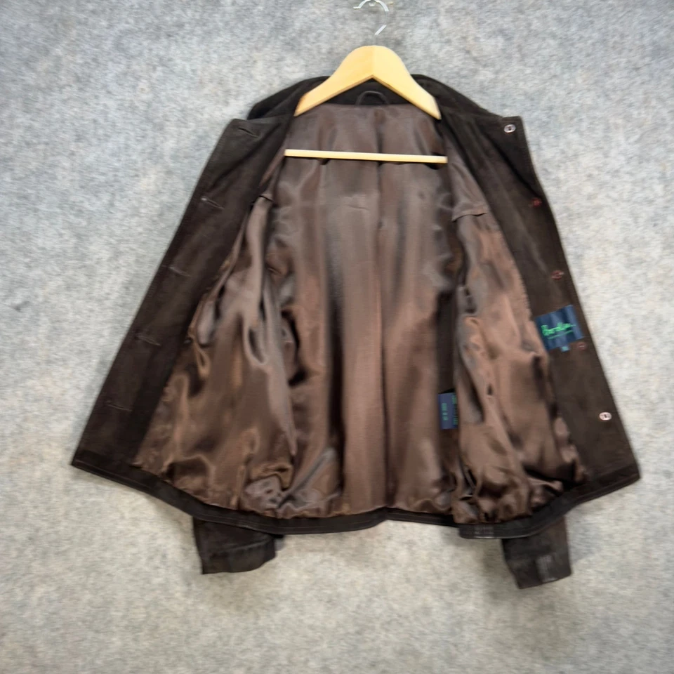 Jaqueta Boden Feminina Tamanho 10 Marrom 100% Couro Bolsos com Botões Forrados com Gola - Imagem 4 de 4