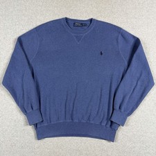 Polo Ralph Lauren Knit Sweater 100 Cotton Crew Neck Mens Size XL Blue Pony