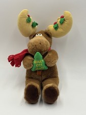 Vintage Dakin Christmas Plush Merry Kiss Moose Stuffed Animal Applause Holiday