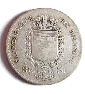 1832 SWEDEN 1/8 SKILLING Low Mintage Vintage SILVER COIN LOT S16