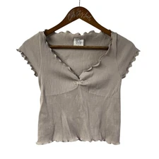 BDG Fitted Top Lettuce Trim Urban Outfitters Large Y2K Style Stretchy