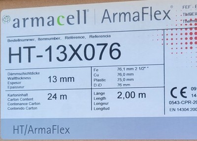 Armacell HT/ArmaFlex HT-13X076 3'' High temp pipe insulation