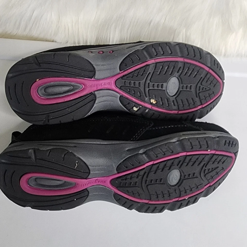 Easy Spirit Slip On Sneakers 9W Black Pink Suede Comfort Walking Active - Image 3 of 4