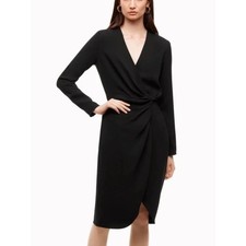 Aritzia Babaton Tadeo Bodycon Midi Dress Women XXS Black Twist Front Formal Chic