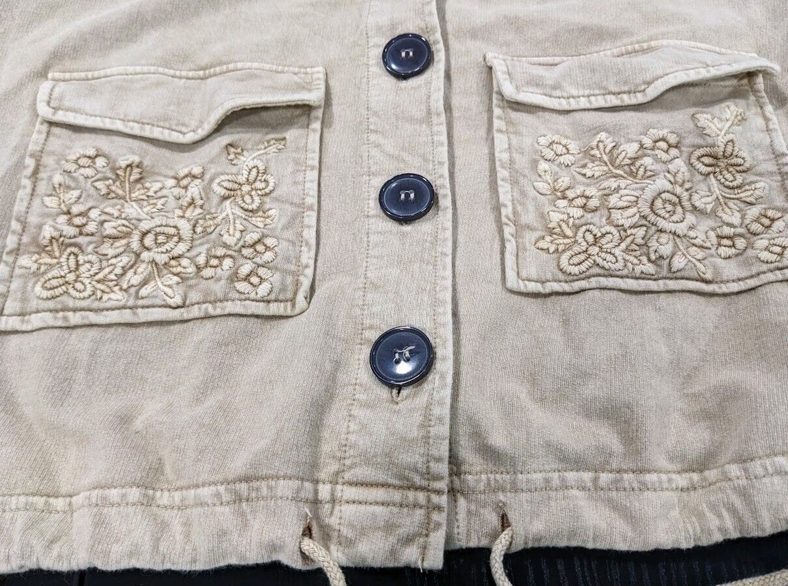 Boho Jacket Solitaire Button Front Embroidered Po… - image 4