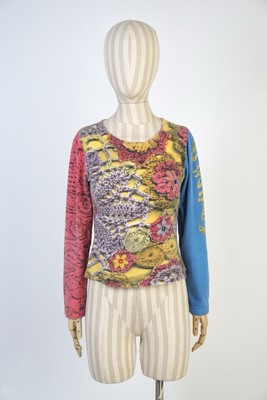 Save The Queen Multicolor Crochet Details & Beaded/ Long Sleeve Top, Size L (M)