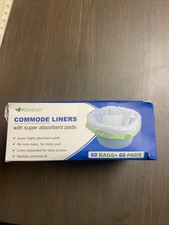 Kovevo 60 Pack Commode Liners with Absorbent Pads, 60 Bedside Commode Liners NOB