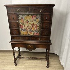 Antique William And Mary Cabinet Desk Burr Walnut Wood