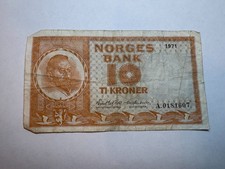 Norway 10 Kroner 1971 Well Circulated Banknote Foreign World Paper Currency
