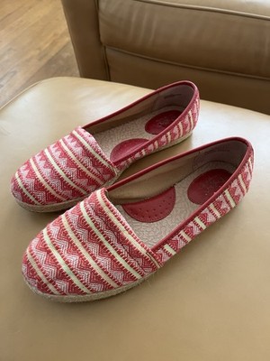 BOC Franki Canvas Espadrille Slip On Shoes  Womens Size 9.5M Red Geometric