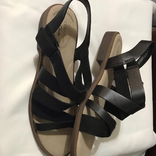 Clarks Collection Women's Black Leather Strap Sandals Size 6.5 - Picture 3 of 8