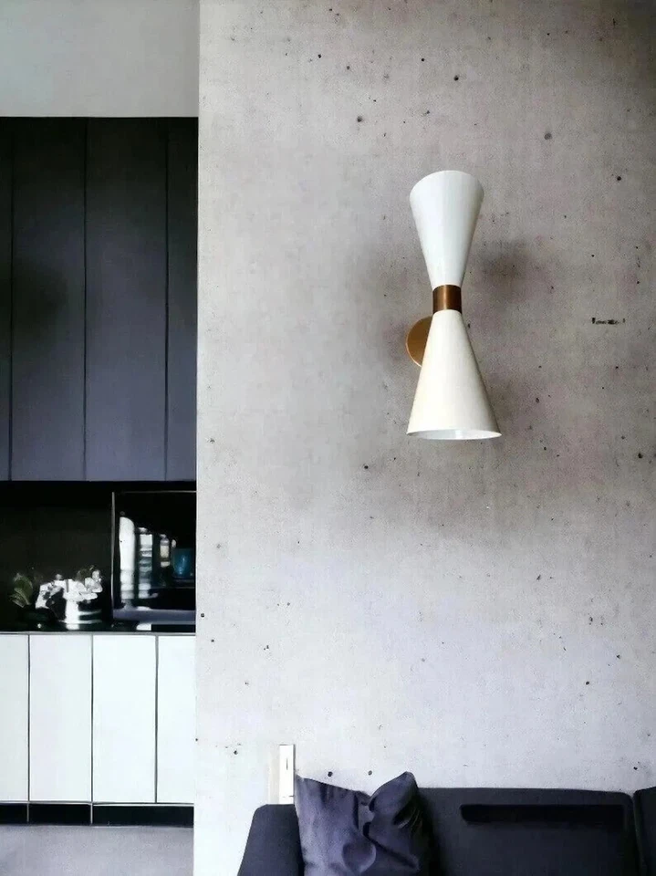 Par de 2 apliques de pared de latón modernos de mediados de siglo lámpara italiana Diabolo regalo X-mass Foto 4 de 4