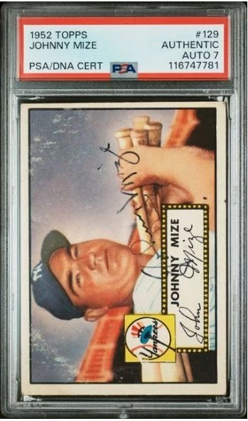 1952 Topps Johnny Mize Signed Baseball Card #129 PSA/DNA 7 Certified Auto HOF - Image 3 of 4